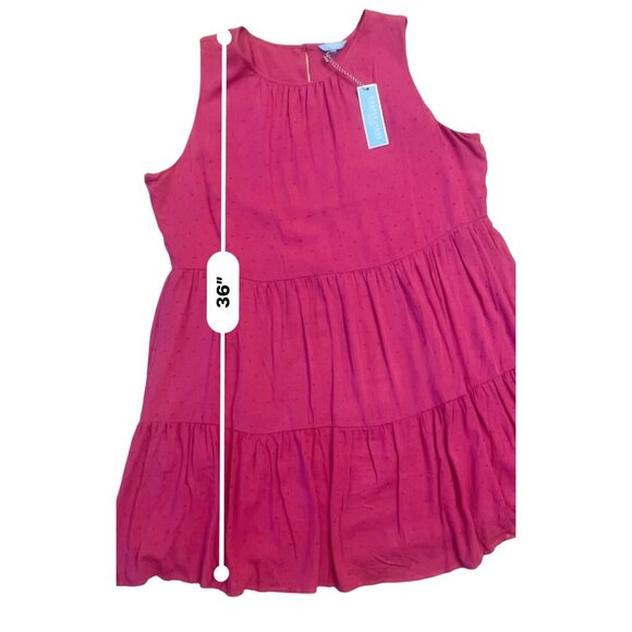 Draper James RSVP sleeveless tiered dress pockets pink knobby A-line lined - Picture 6 of 9